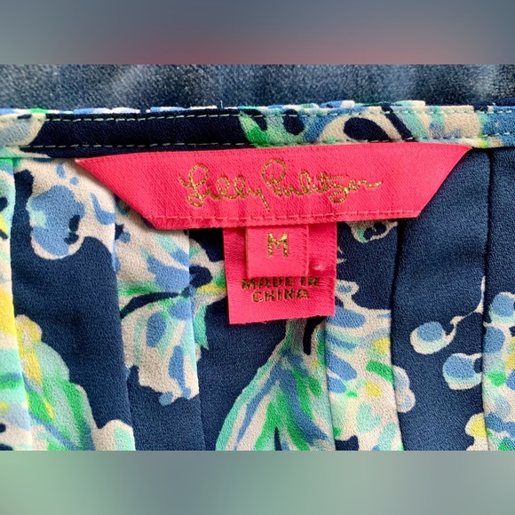 Lilly Pulitzer Marilina Tunic- Scuba Doo High Tide Navy, Size Medium - Picture 3 of 7